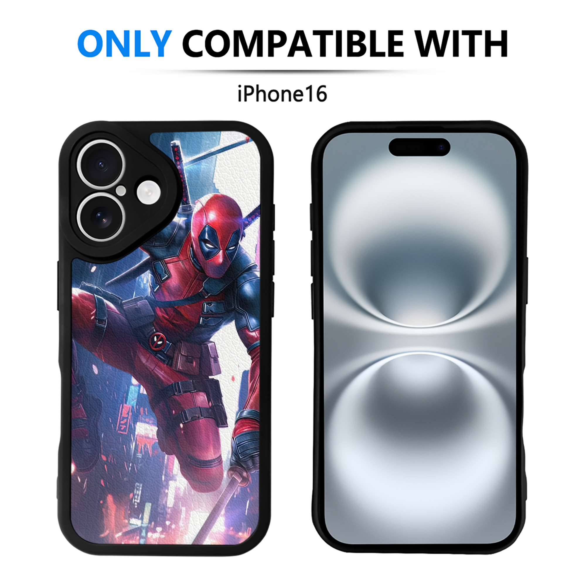 （画像用） Deadpool デッドプール 【iPhone 16シリーズ対応】シリコンスマホケース（レザー調） 材質：シリコン